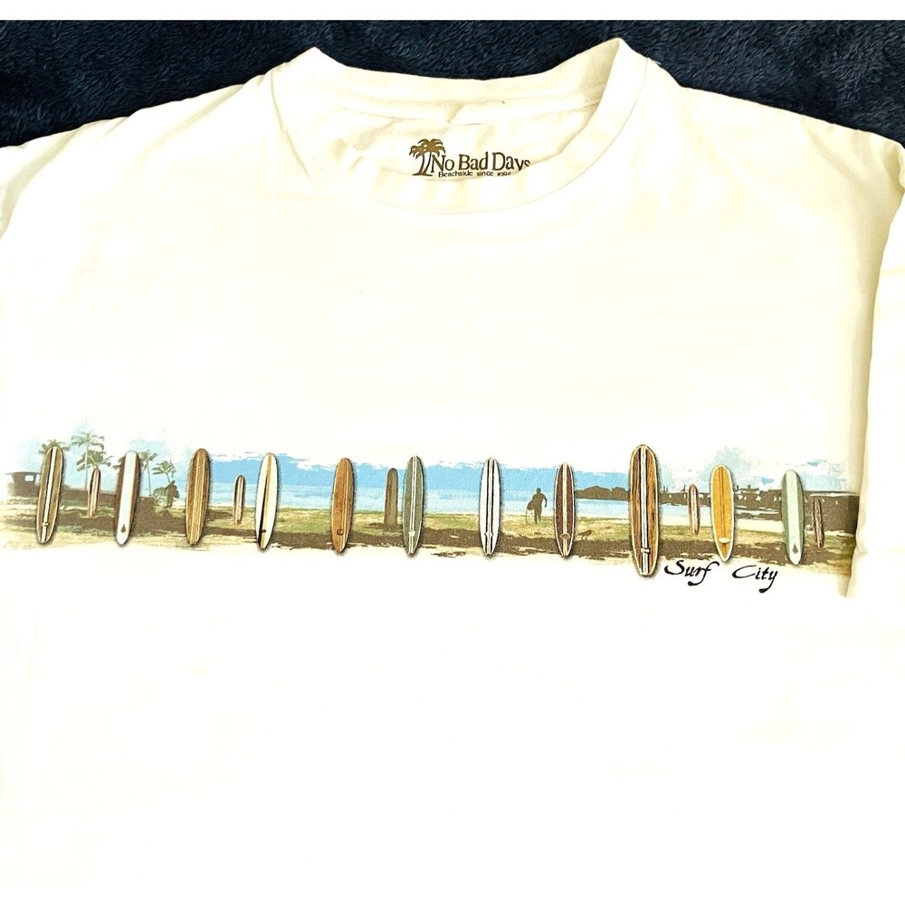 No Bad Days T Shirt Vintage Y2K Surf City Beach Board Graphic XL Cotton 90s